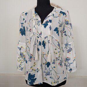 Caslon Floral Split Neck Tunic Top - Size XXS Petite